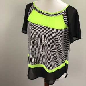 sugar+l!ps • NWT sheer black, white & neon tee